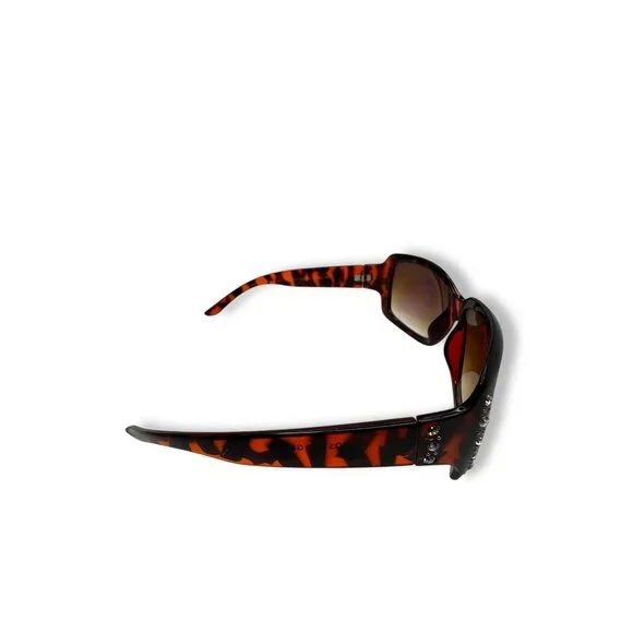 Foster Grant Womens Tortoise Shell Sunglasses Rhinestone Accent Gradient Lenses - Picture 4 of 13